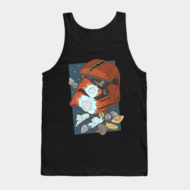 dungeon dice and light swords. Sci fi helmet. Tank Top by JJadx